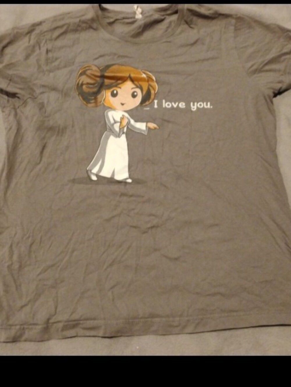 Star Wars Princess Leia "I Love You" Graphic T-Shirt Gray Ladies - XL